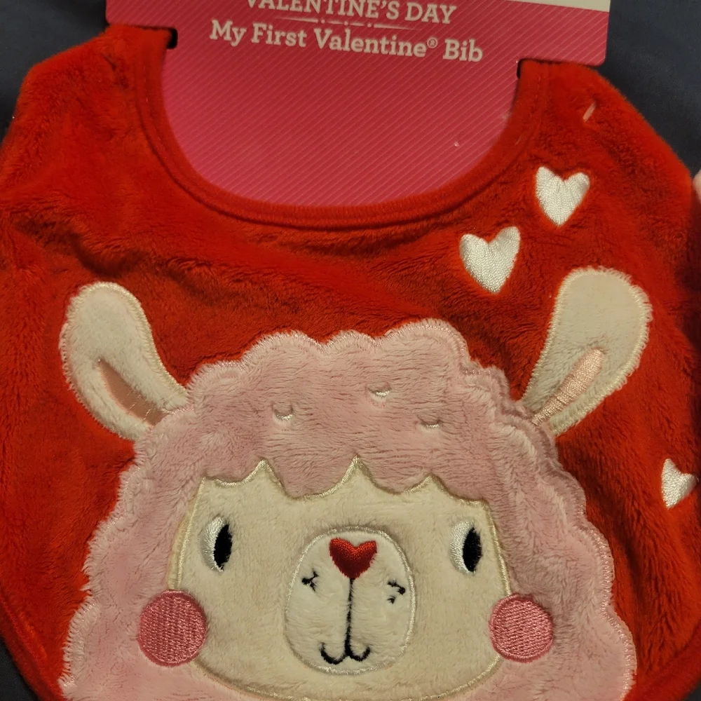 Baby Bibs My First Valentine Lot of 4 items 2 Bibs, Slippers, And Board Book NEW